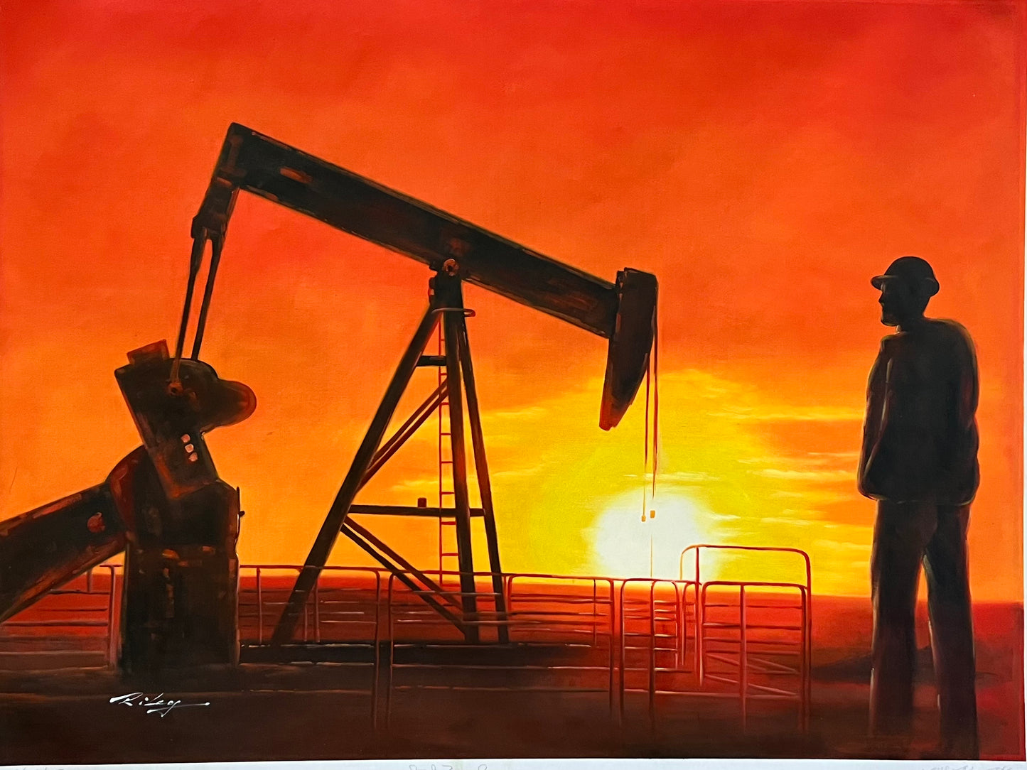 Oil Pump Sunset 36 x 48