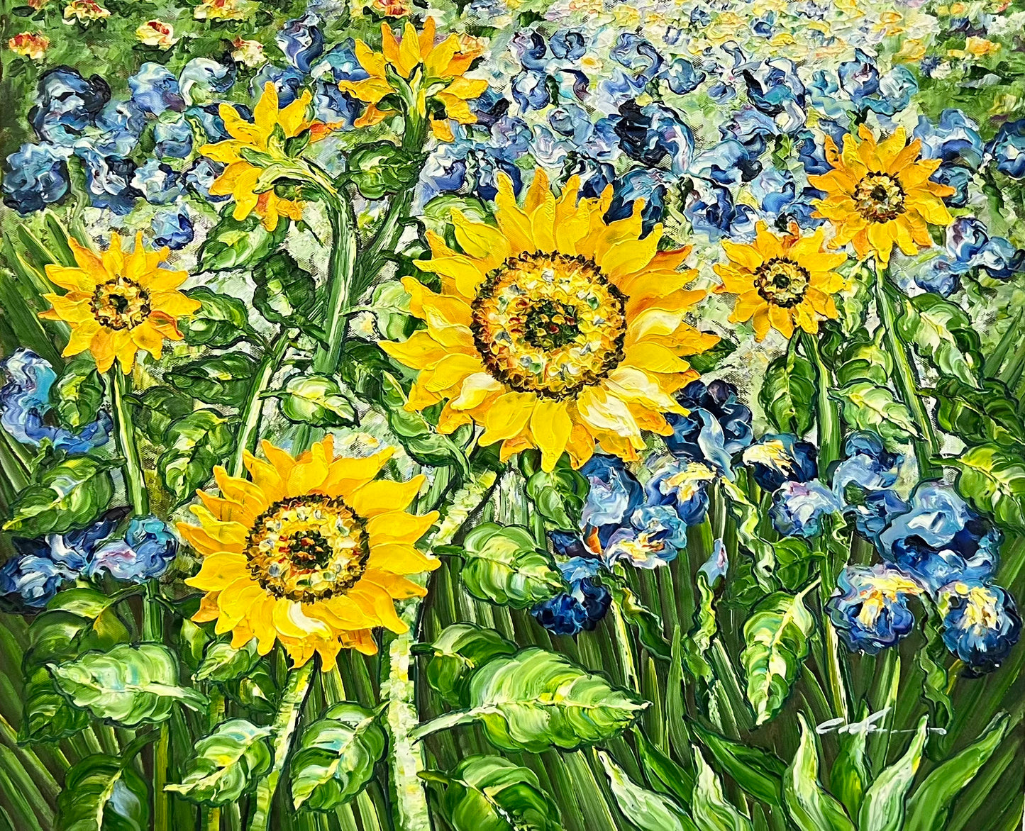 Sunflowers and Irises 20 x 24