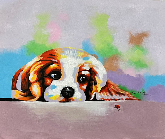 Puppy with Ladybug 20 x 24