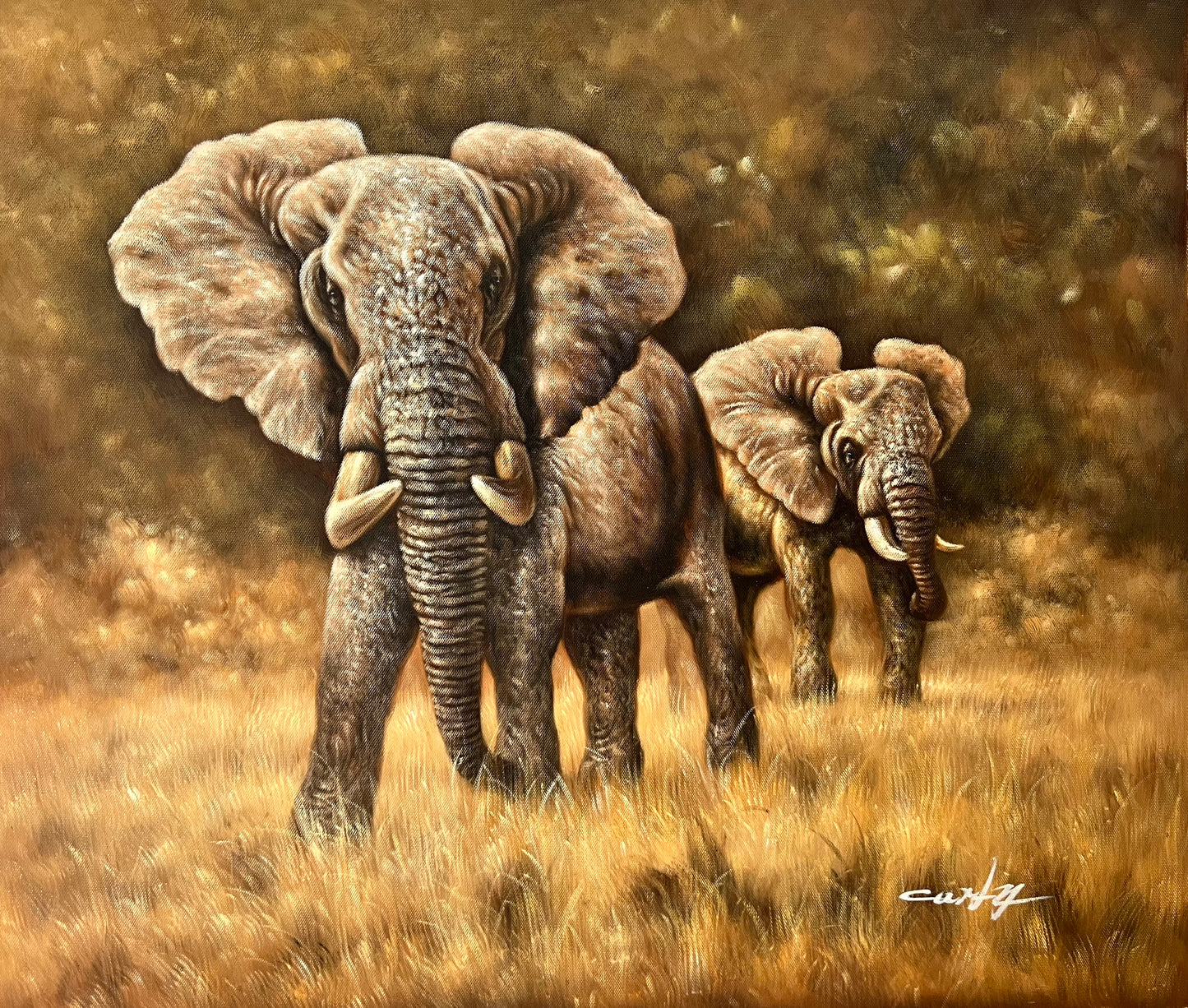 Two Elephants 20 x 24